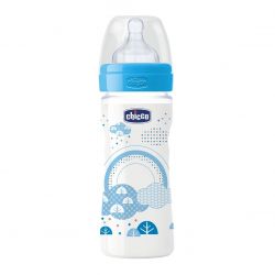 Biberon Chicco PP, 250ml, tetina silicon, boy, flux mediu, 0%BPA, 0luni+