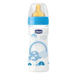 Biberon Chicco WellBeing PP, boy, 250ml, t.c., flux mediu, 2+luni, 0%BPA