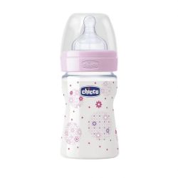Biberon Chicco WellBeing PP, girl, 150ml, t.s., flux normal, 0+luni, 0%BPA