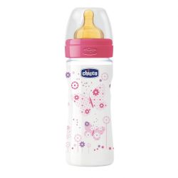 Biberon Chicco WellBeing PP, girl, 250ml, t.c., flux mediu, 2+luni, 0%BPA