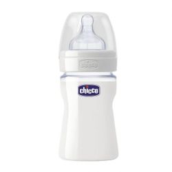 Biberon Chicco WellBeing sticla, 150ml, t.s., flux normal, 0+luni, 0%BPA