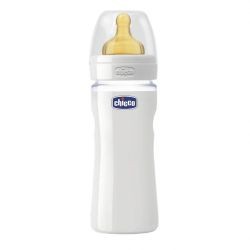 Biberon Chicco WellBeing sticla, 240ml, t.c., flux normal, 0+luni, 0%BPA