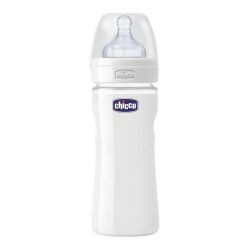 Biberon Chicco WellBeing sticla, 240ml, t.s., flux normal, 0+luni, 0%BPA