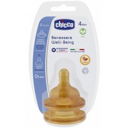 Tetina Chicco cauciuc PHYSIOLOGIC, 2buc, flux rapid, 4luni+