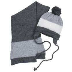 Set caciula+fular copii Chicco, gri inchis, 1