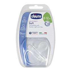 Suzeta Chicco silicon monobloc Physio Soft, forma ortodontica, 6-12 luni
