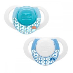 Suzeta Chicco silicon Physio Compact, forma ergonomica, 0-6luni, 2buc, blue