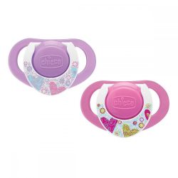 Suzeta Chicco silicon Physio Compact, forma ergonomica, 12luni+, 2buc, roz