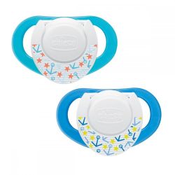 Suzeta Chicco silicon Physio Compact, forma ergonomica, 6-12luni, 2buc, blue