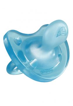 Suzeta Chicco silicon Physio monobloc, forma ortodontica, 0-6 luni, bleu