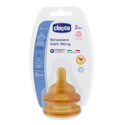Tetina Chicco cauciuc PHYSIOLOGIC, 2buc, flux reglabil, sistem avansat anticolici, 2luni+