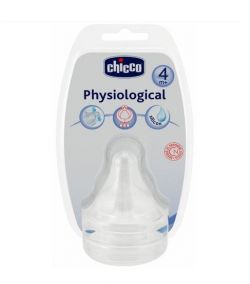 Tetina Chicco silicon PHYSIOLOGIC, 2buc, flux rapid 4+, sistem avansat anticolici