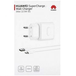 Huawei SuperCharge 22.5W, HW-100225E00, Incarcator + cablu USB Type-C, EURO-plug, compatibil cu orice telefon sau tableta, alb