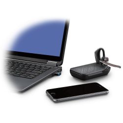 Plantronics Voyager 5200 UC, contine BT600 si incarcator portabil, Casca Bluetooth 4.1, Caller ID, 4 microfoane, baterie 7-21 ore, Black