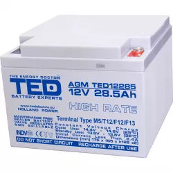 Acumulator 12V High Rate, Dimensiuni 165 x 175 x 125 mm, Baterie 12V 28.5Ah M5, TED Electric TED003447