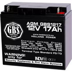 Acumulator 12V Sisteme Alarma, Dimensiuni 181 x 76 x 167 mm, Baterie 12V 17Ah F3, TED Electric GBS