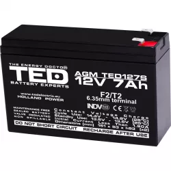 Acumulator 12V Stationar VRLA, Dimensiuni 149 x 49 x 95 mm, Baterie 12V 7Ah F2, TED Electric TED003195