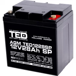 Acumulator 12V Stationar VRLA, Dimensiuni 165 x 125 x 175 mm, Baterie 12V 28Ah M6, TED Electric TED003430