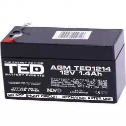Acumulator 12V Stationar VRLA, Dimensiuni 97 x 47 x 50 mm, Baterie 12V 1.4Ah F1, TED Electric TED002716