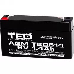 Acumulator 6V Stationar VRLA, Dimensiuni 97 x 24 x 52 mm, Baterie 6V 1.4Ah F1, TED Electric TED002839