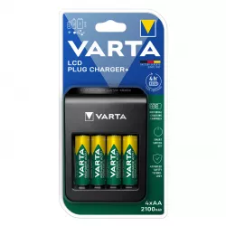 Incarcator RESIGILAT Varta LCD Plug Charger Plus Include Acumulatori 4 x AA R6 2100mAh 57687