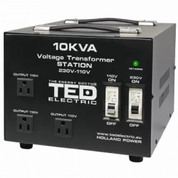 Transformator RESIGILAT de tensiune, Convertor de la 220V la 110V si Reversibil 10KVA  8000W cu Carcasa si Regleta, TED Electric TED000231