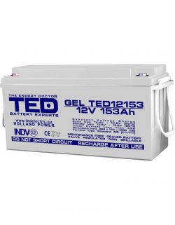 Acumulator 12V GEL Deep Cycle Solar, Dimensiuni 483 x 170 x 240 mm, Baterie 12V 153Ah M8, TED Electric TED003515