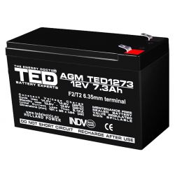 Acumulator 12V Stationar VRLA, Dimensiuni 151 x 65 x 95 mm, Baterie 12V 7.3Ah F2, TED Electric TED003249