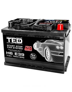 Baterie Auto 12V 71Ah cu Start Stop, Pornire 765A, Dimensiuni 278 x 175 x 190 mm Borna+ Dreapta Ted Electric TED003805