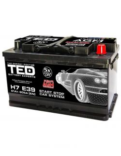 Baterie Auto 12V 81Ah cu Start Stop, Pornire 805A, Dimensiuni 315 x 175 x 190 mm Borna+ Dreapta Ted Electric TED003829