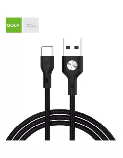 Cablu Incarcare USB TIP-C Leather, Culoare Negru, Incarca cu 3A, Golf 60T