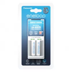 Incarcator Baterii Reincarcabile, Include 2x AA LR6 1900mAh, BASIC cu Incarcare Individuala in 10h, Eneloop K-KJ50MCC20E