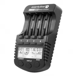Incarcator Baterii Reincarcabile cu Procesor si Display LCD, Incarcare Individuala Pentru Fiecare Canal AA R6 AAA R3 Ni-Mh Ni-Cd, EverActive NC-1000+