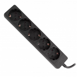 Prelungitor 5 metri cu 5 Schuko, Cablu 3x 1.5mm, Culoare Negru, Putere 3680W 16A, TED Electric TED001825