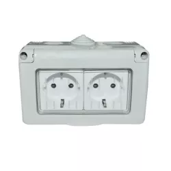 Priza dubla PT schuko antigron cu capac MOD IP55 SPN1302