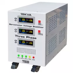Stabilizator trifazat 225V-450V 12KW cu ServoMotor si sinusoidala pura + ecran LCD cu valorile tensiunii, TED Electric TED000101