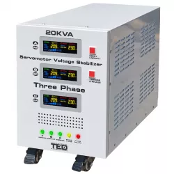Stabilizator trifazat 225V-450V 16KW cu ServoMotor si sinusoidala pura + ecran LCD cu valorile tensiunii, TED Electric TED000118
