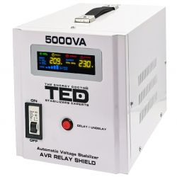 Stabilizator tensiune 3000W 230V cu 2 iesiri Schuko si sinusoidala pura + ecran LCD cu valorile tensiunii, TED Electric TED000187