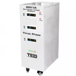 Stabilizator trifazat 242V-520V 64KW cu ServoMotor si sinusoidala pura + ecran LCD cu valorile tensiunii, TED Electric TED000224