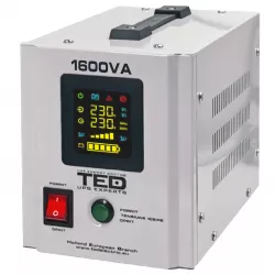 UPS Pentru Centrala, Sursa Curent Centrala 1600VA 1050W cu Ecran LCD si Sinusoidala Pura, Utilizeaza 2x Baterie 12V, Ted Electric TED000330