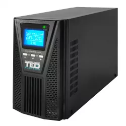 UPS Online 2kVA/1800W Monofazat, Dublă Conversie, Pure Sine Wave, Management LCD, Include 4 Acumulatori 12V/9Ah, TED Electric