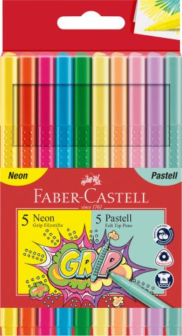 CARIOCA 10 CULORI PASTEL SI NEON GRIP FABER-CASTELL