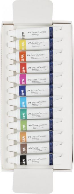 TEMPERA ACUARELE 12 CULORI 9ML + PALETA FABER-CASTELL