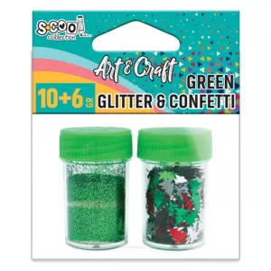 Accesorii craft, sclipici verde si confetti stelute, 8/10 gr - S-COOL
