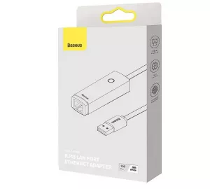 ADAPTOR RETEA Baseus Lite, USB 2.0 to RJ-45 Gigabit LAN Adapter, LED, alb "WKQX000102" (include TV 0.18lei) - 6932172606060