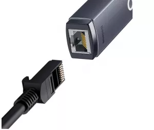 ADAPTOR RETEA Baseus Lite, USB Type-C to RJ-45 10/100 Mbps Adapter, metalic, LED, gri "WKQX000213" (include TV 0.18lei) - 6932172606107