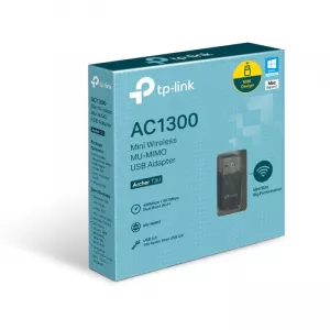 ADAPTOR RETEA TP-LINK AC1300, extern wireless 2.4 GHz | 5 GHz, USB 3.0, port, 867 Mbps, antena interna x 1, "Archer T3U" (include TV 0.18lei)