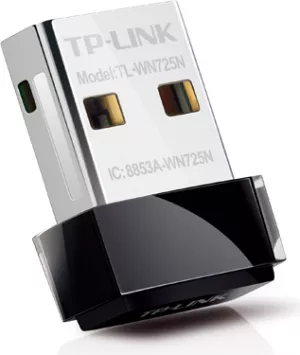 ADAPTOR RETEA TP-LINK NANO, extern wireless 2.4 GHz, USB 2.0, port, 150 Mbps, antena interna x 1, "TL-WN725N" (include TV 0.18lei)