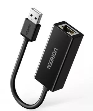 ADAPTOR RETEA Ugreen, "CR110" USB 2.0 to RJ-45 10/100 Mbps Adapter, LED, negru "20254" (include TV 0.18lei) - 6957303822546