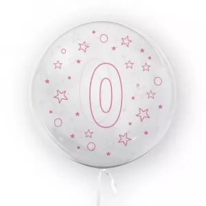 Balon transparent, 45 cm - cifra 0, fete - TUBAN